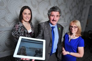 Aoife McCormack, Chair of ALOA, Minister John Hallingan and Adele McElhinney, ALOA executive member. 