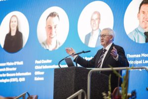 Person talking at a podium